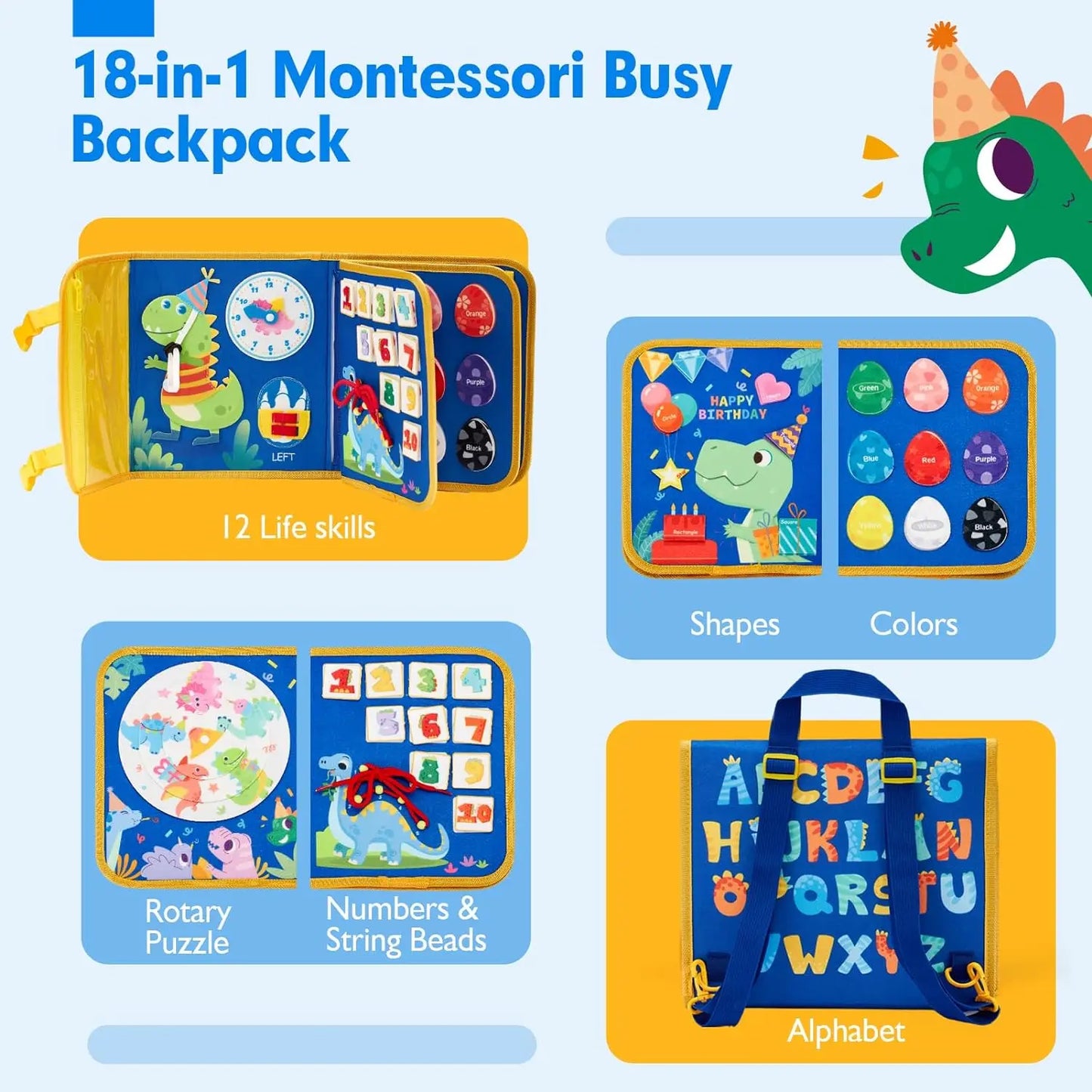 Toddler Busy Board Montessori Backpack